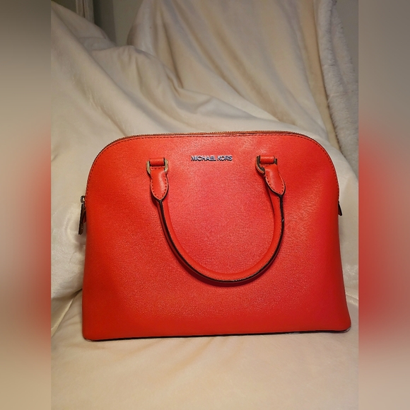 Michael Kors Cindy Medium Dome Satchel - Mandarin Saffiano Leather - Picture 2 of 16